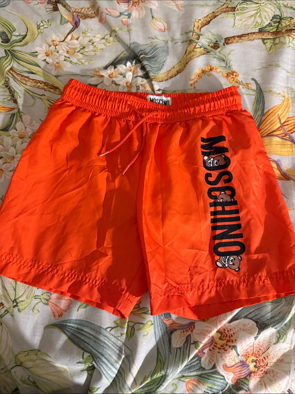 Moschino Bright Orange Logo Swim Trunks